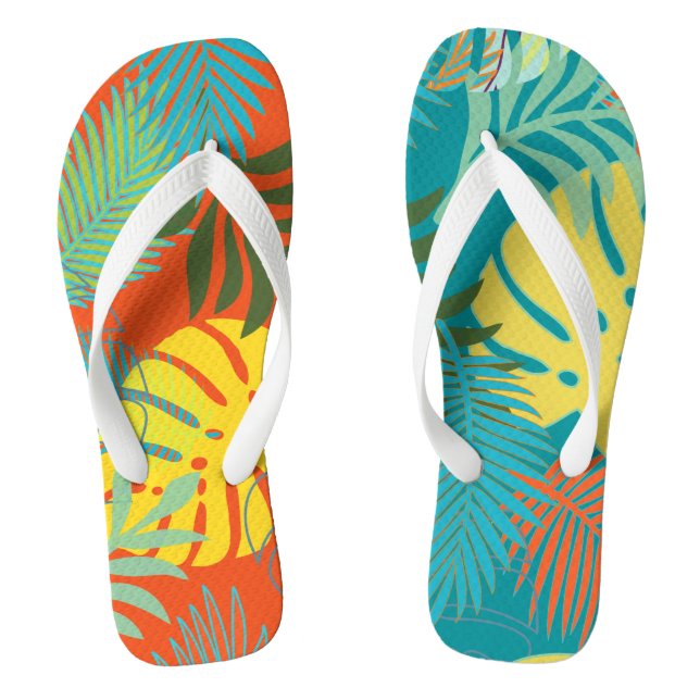 PixDezines rainforest/DIY background colour Flip Flops (Footbed)