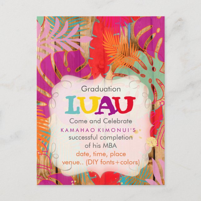 PixDezines rainforest/graduation/luau/DIYevent Announcement Postcard (Front)