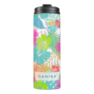 PixDezines Rainforest/Hibiscus/Orange/Yellow/Blue Thermal Tumbler