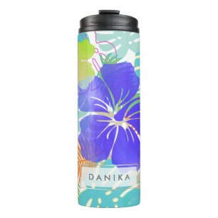 PixDezines Rainforest/Hibiscus/Orange/Yellow/Blue Thermal Tumbler
