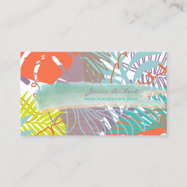 PixDezines rainforest/tropical foliage/DIY colour Business Card (Front)