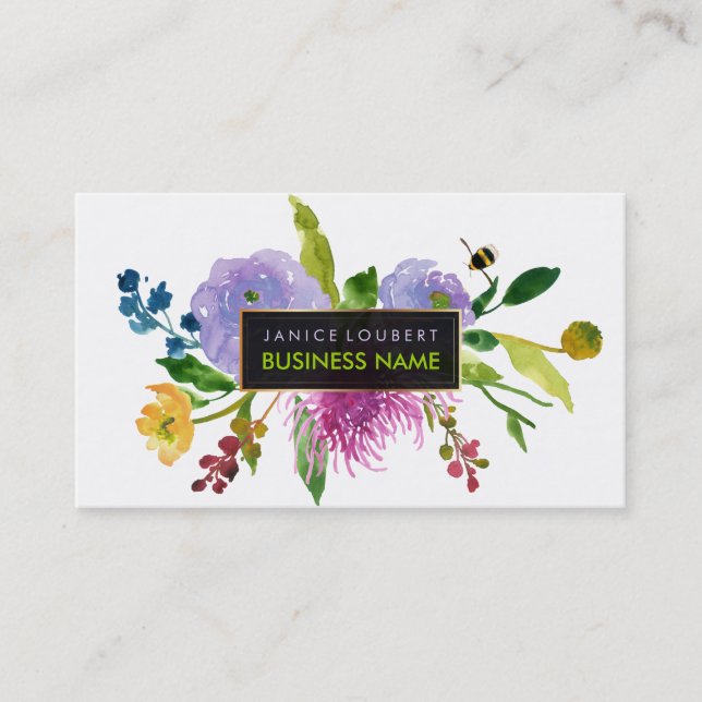 PixDezines ranunculus/watercolor/floral Business Card (Front)