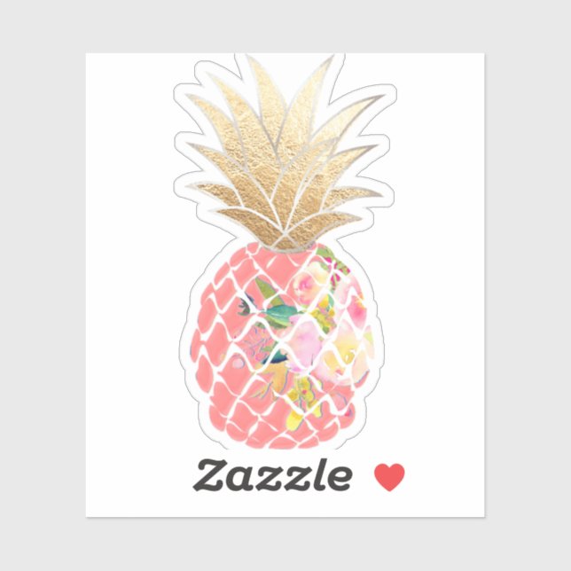 PixDezines Raspberry Aloha Pineapple, Faux Gold (Sheet)