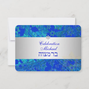 PixDezines reception bar mitzvah/blue/silver Invitation