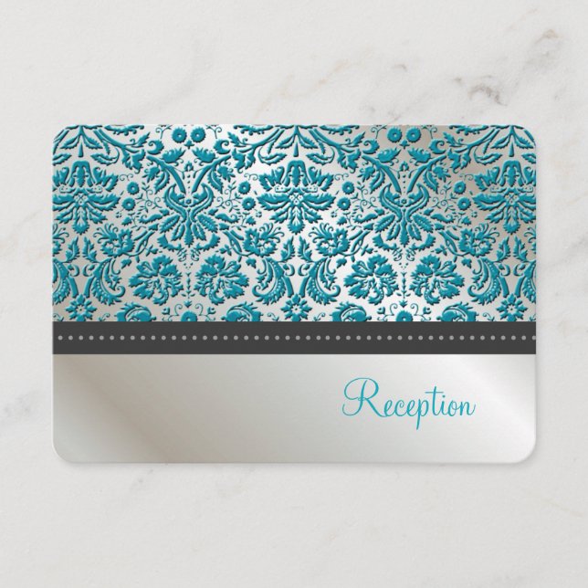 PixDezines reception/Baroque faux foil lace/teal Enclosure Card (Front)