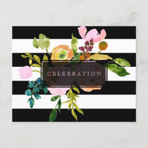 PixDezines reception mitzvah/DIYstripes/floral Invitation
