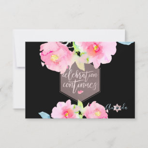 PixDezines Reception Watercolor Flowers Mitzvah ✡ RSVP Card