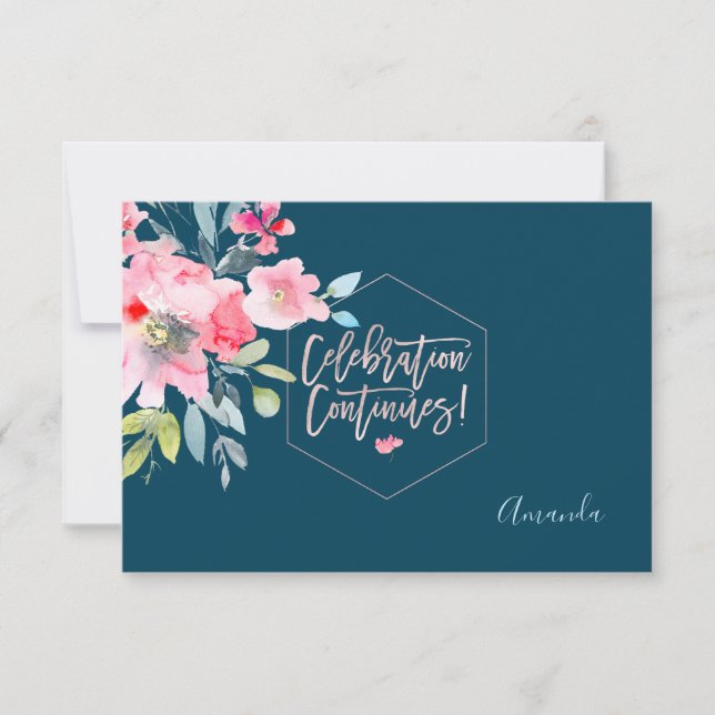 PixDezines Reception Watercolor Flowers Mitzvah ✡ RSVP Card (Front)