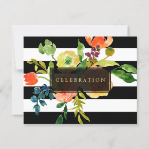 PixDezines recption mitzvah/DIYstripes/floral Invitation