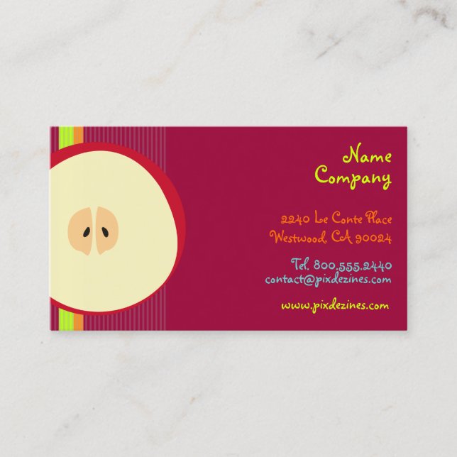 PixDezines Red apple / smoothie Business Card (Front)