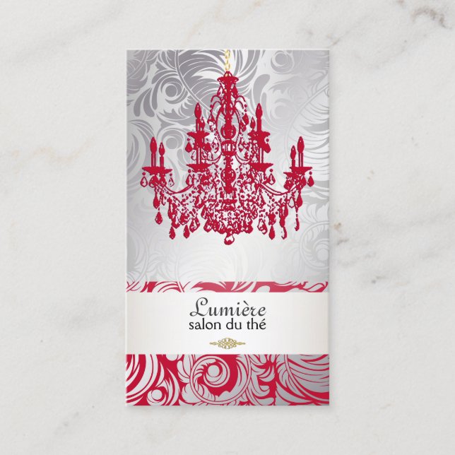 PixDezines red chandelier/DIY colour Business Card (Front)