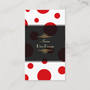 PixDezines red polka dots Business Card