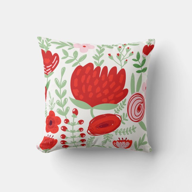 PixDezines red proteas/diy background Cushion (Front)