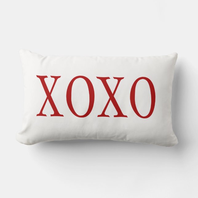 PixDezines RED XOXO/DIY background colour Lumbar Cushion (Front)