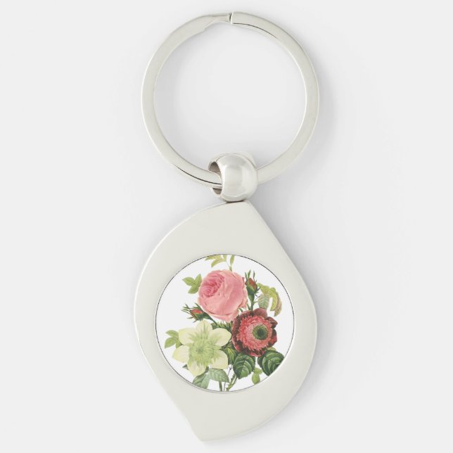 PixDezines redoute clementine, anemone Key Ring (Front)