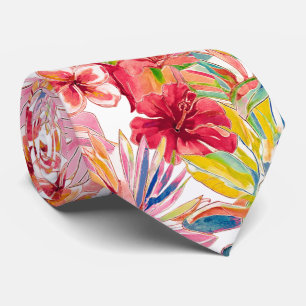 PixDezines Retro Bold H2 Hawaii Floral Foliage Tie