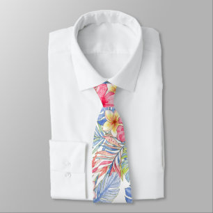 PixDezines Retro Bold H2 Hawaii Floral Foliage Tie