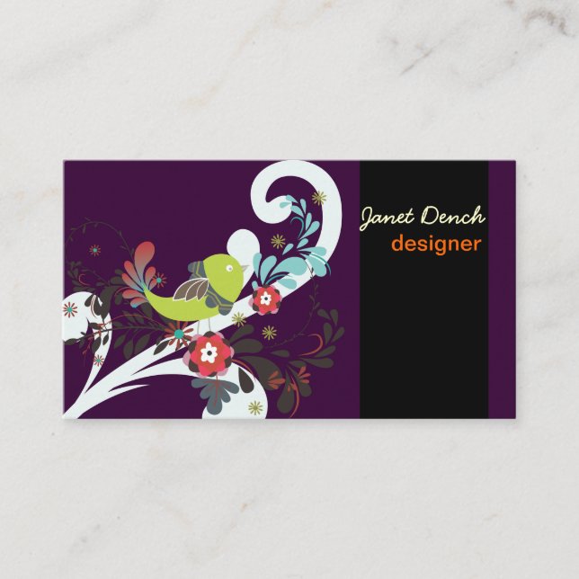 PixDezines Retro Chicks/DIY background colour Business Card (Front)
