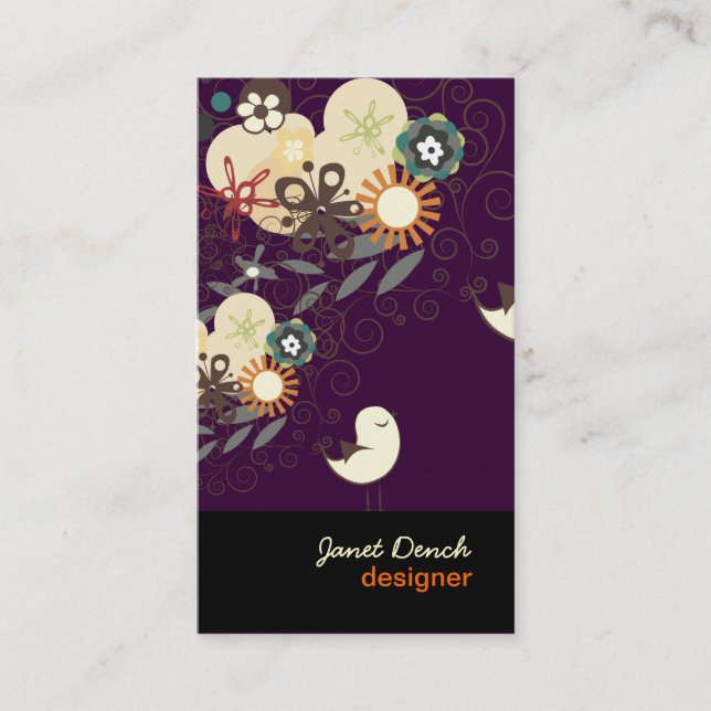 PixDezines Retro Chicks+Spirals Business Card (Front)
