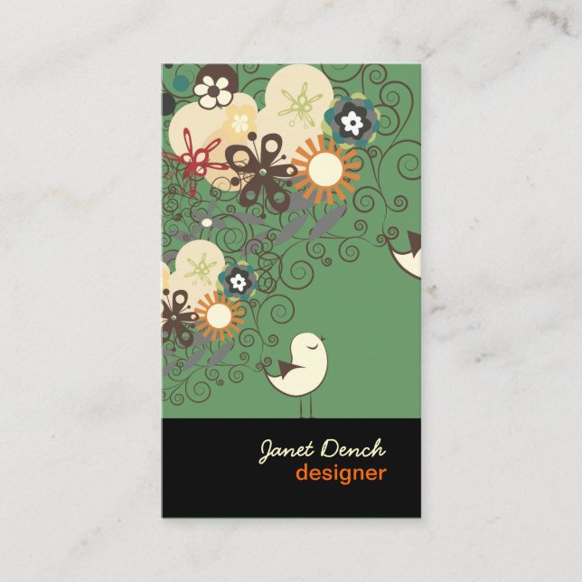 PixDezines RETRO CHICKS+SPIRALS/DIY colours! Business Card (Front)