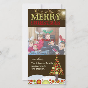 PixDezines Retro Christmas Ornaments Tree Holiday Card