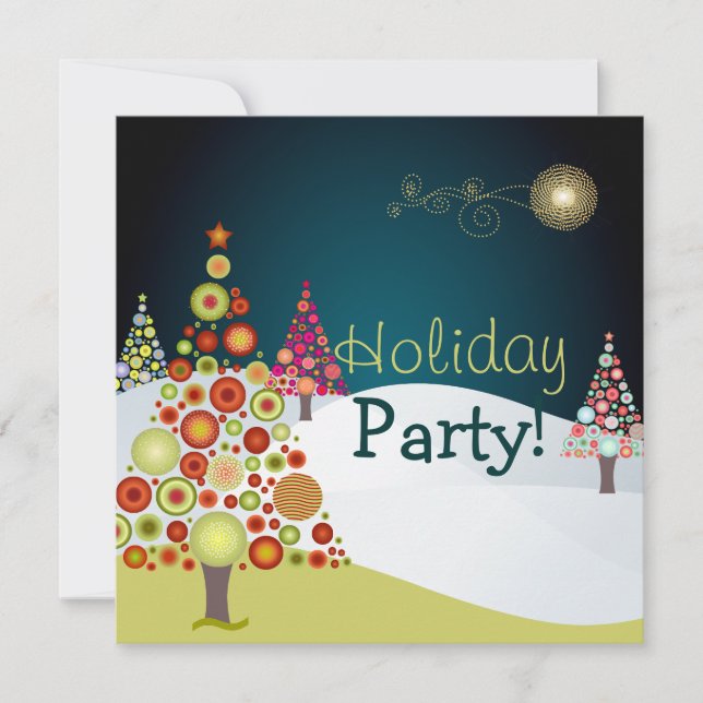 PixDezines Retro Christmas Ornaments Tree Invitation (Front)