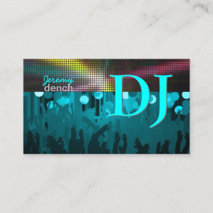 PixDezines Retro DJ+dance hall/aqua blue Business Card