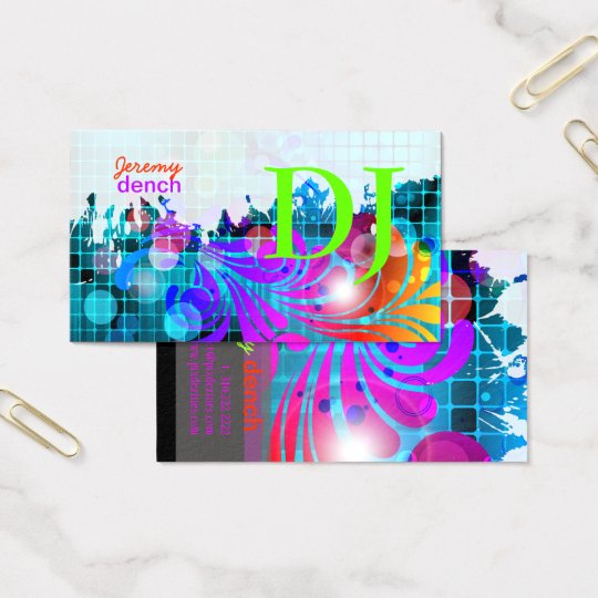 PixDezines Retro DJ+disco swirls Business Card