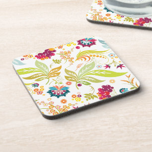 PixDezines retro flora/DIY background colour Coaster