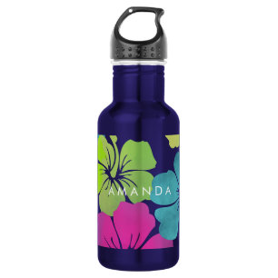 PixDezines retro hibiscus 532 Ml Water Bottle