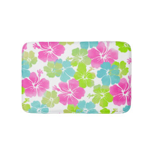 PixDezines retro hibiscus Bath Mat