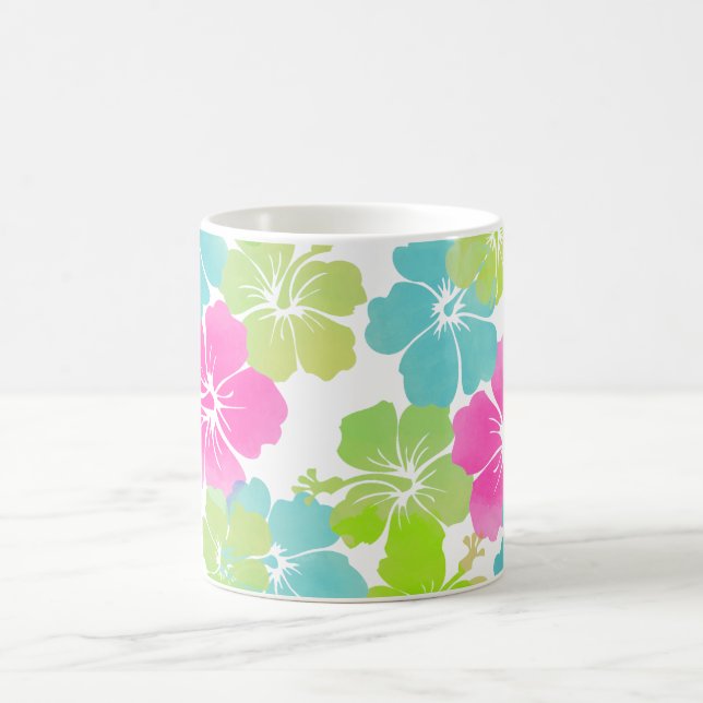 PixDezines retro hibiscus Coffee Mug (Center)