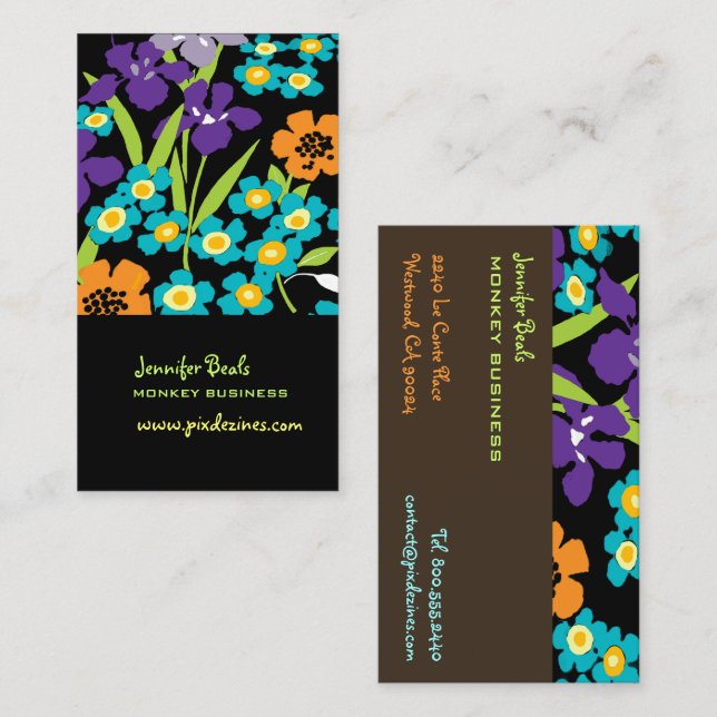PixDezines Retro Japanese Iris/DIY background Business Card (Front/Back)