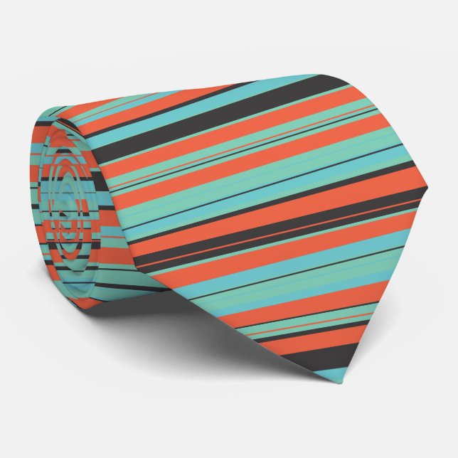 PixDezines retro neon adjustable stripes Tie (Rolled)