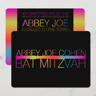 PixDezines retro neons/typography/bat mitzvah Invitation