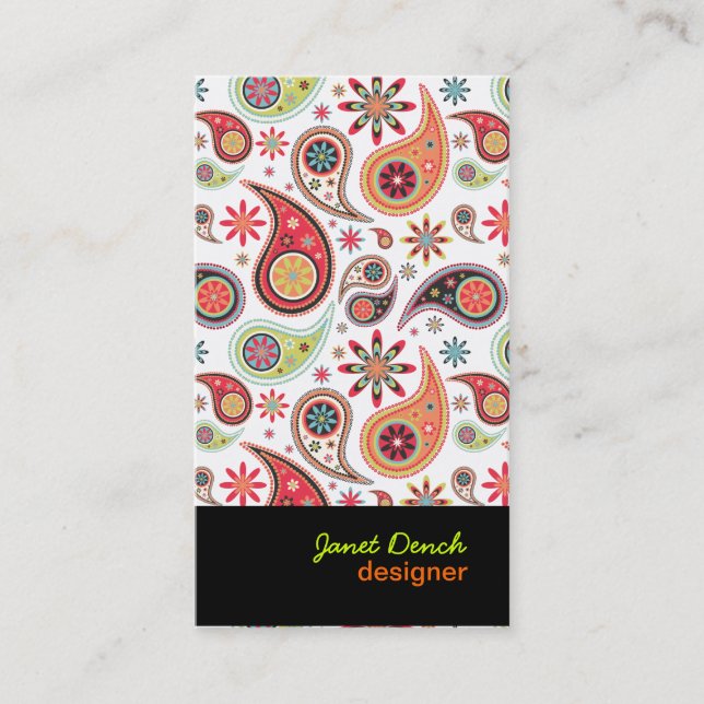 PixDezines Retro Paisley Business Card (Front)