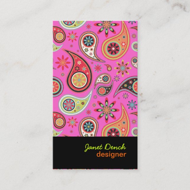 PixDezines Retro Paisley Business Card (Front)
