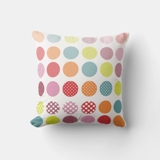 PixDezines retro polka dots/diy background colours Cushion (Front)