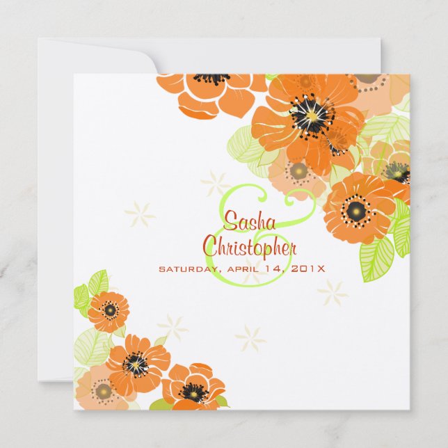 PixDezines Retro Poppies Wedding Invitations (Front)