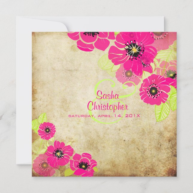 PixDezines Retro Poppies Wedding Invitations (Front)