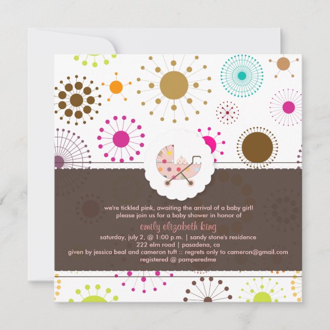 PixDezines Retro Stars, baby shower Invitation (Front)