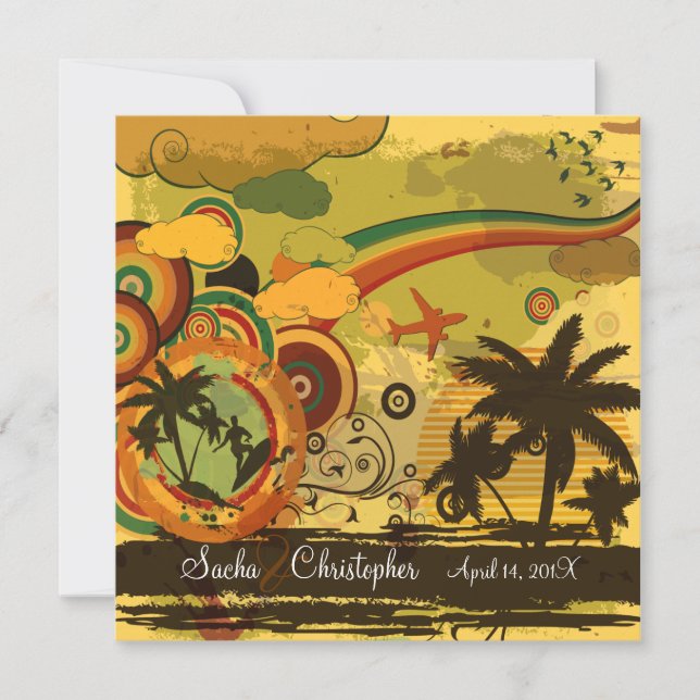 PixDezines Retro Surfers, destination events Invitation (Front)