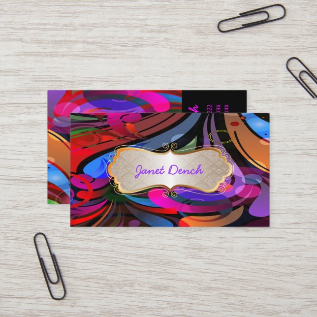 PixDezines Retro Swirls Business Card (Front/Back In Situ)