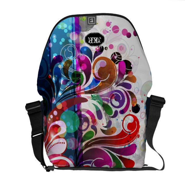 PixDezines retro swirls/diy background colro Commuter Bag (Back Open)