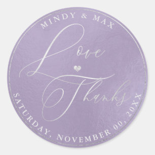 PixDezines ROMANTIC SCRIPT LOVE+THANKS DIY COLOR Classic Round Sticker