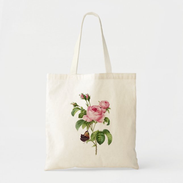 PixDezines Rosa Centifolia/Redoute Illustration/ Tote Bag (Front)