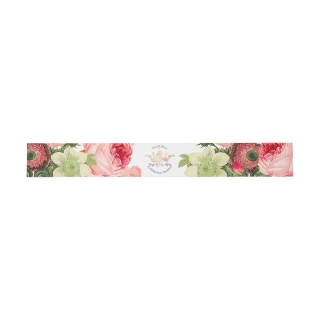 PixDezines Rose Garden/Faux Gold Crown Invitation Belly Band (Flat)