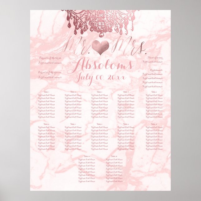 PixDezines Rose Gold Chandelier/Heart/Marble Poster (Front)
