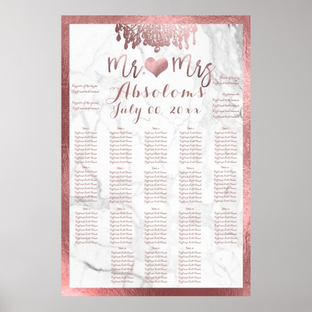 PixDezines Rose Gold Chandelier/Heart/Marble Poster (Front)