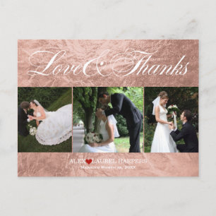PixDezines Rose Gold/Faux Foil/Wedding Thank You Postcard